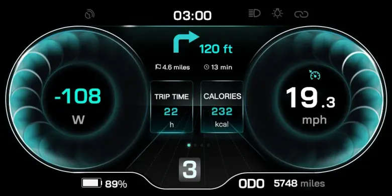 Wyświetlacz TFT roweru AOTOS Flux X26 Pro z prędkością, nawigacją i stanem baterii