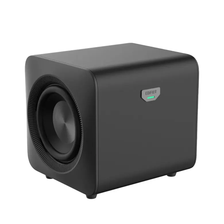 Kompaktowy czarny subwoofer aktywny Edifier MW6T