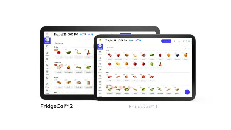Porównanie wielkości ekranu Everblog FridgeCal 2 (15,6 cala) i pierwszego FridgeCal (13,4 cala)