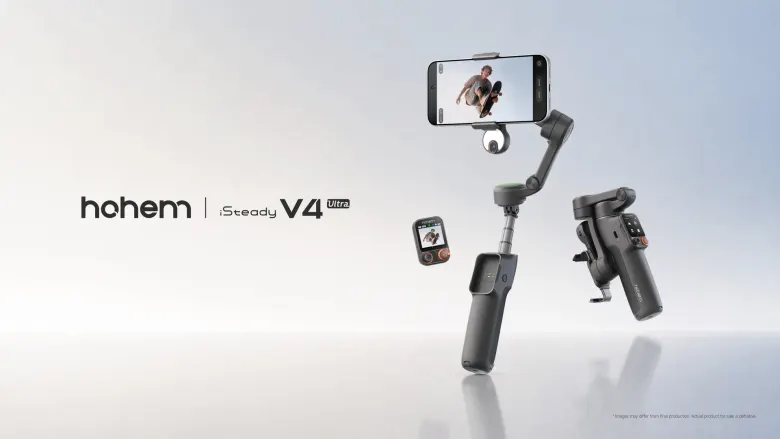 Gimbal Hohem iSteady V4 Ultra ze smartfonem i odłączanym pilotem z ekranem