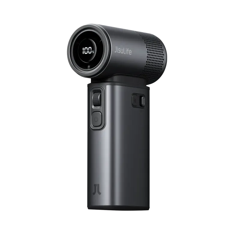Wiatraczek ręczny JisuLife Handheld Fan Ultra2 w kolorze ciemnoszarym z wyświetlaczem prędkości