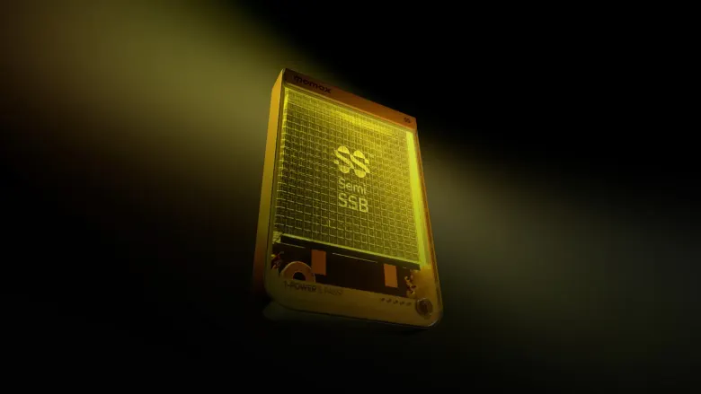 Przezroczysty render powerbanka Momax 1-Power S.Pass² z ogniwem półstałym Semi-SSB