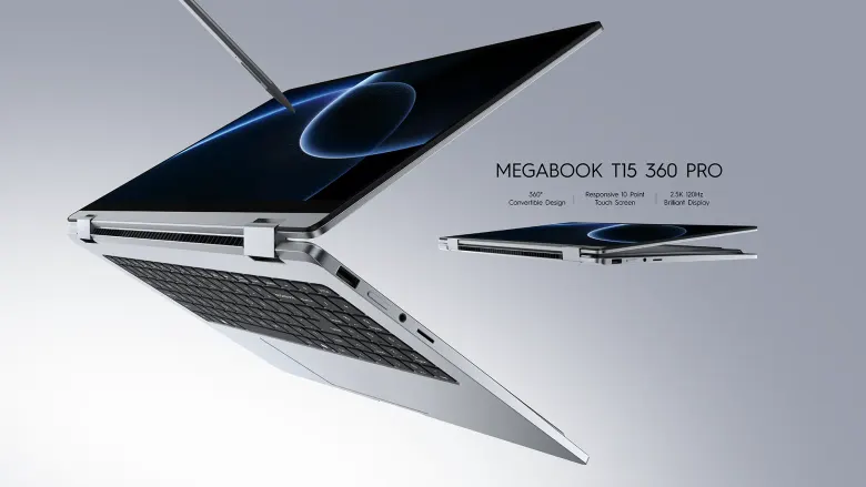 Laptop konwertowalny TECNO MEGABOOK T15 360 Pro z zawiasem 360 stopni i rysikiem