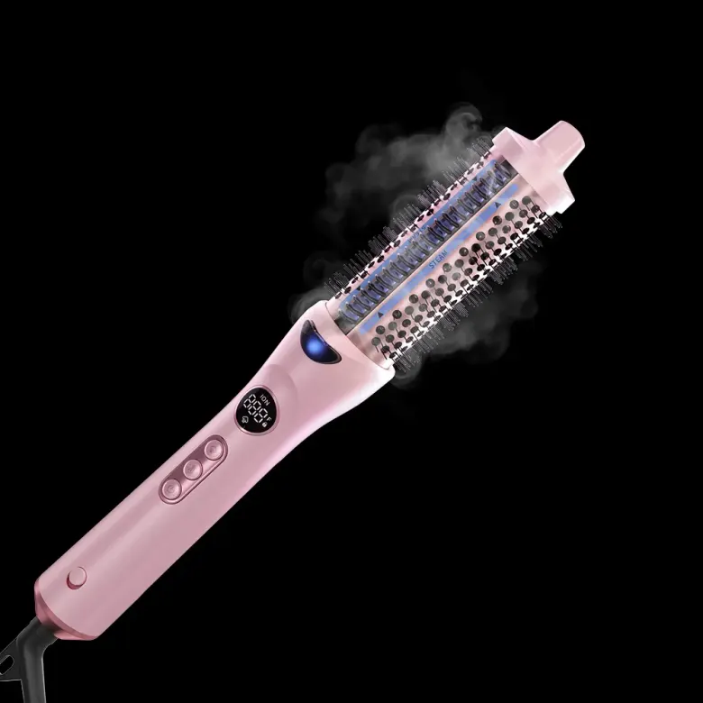 Różowa szczotka parowa do włosów Wavytalk Steamlift Pro wypuszczająca parę z wałka