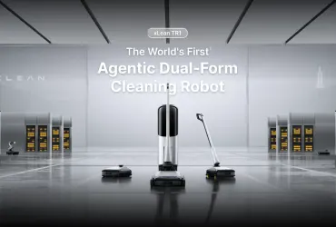 XLEAN TR1 w formie robota i w formie ręcznej obok stacji OMNI